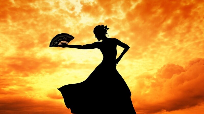 Silhouette of Dancer — Orange, Dramatic, Sunset, Illustration