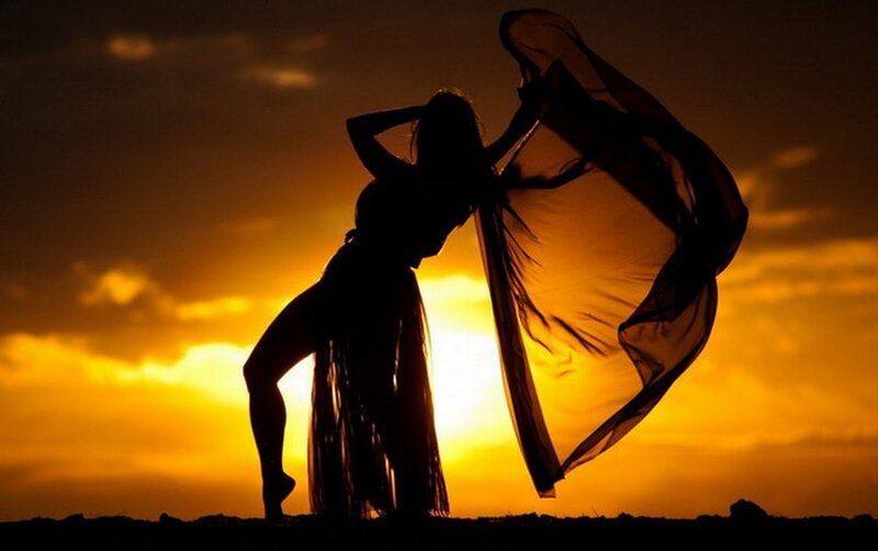 Silhouette of Dancer — Orange, Dramatic, Sunset