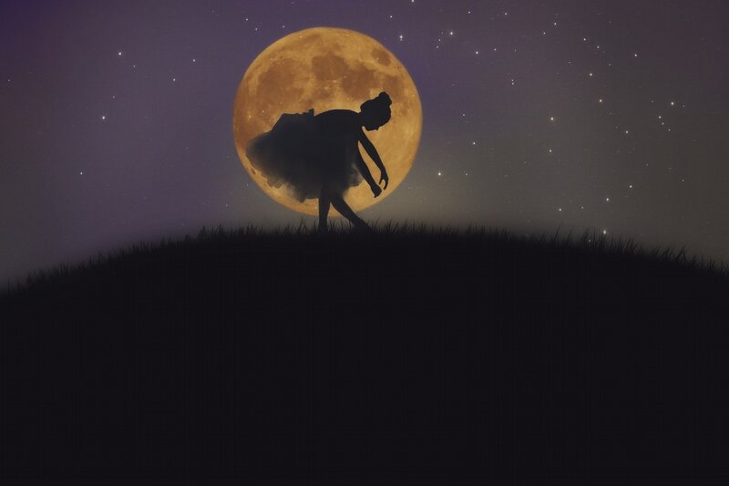 Silhouette of Dancer — Purple, Dramatic, Night