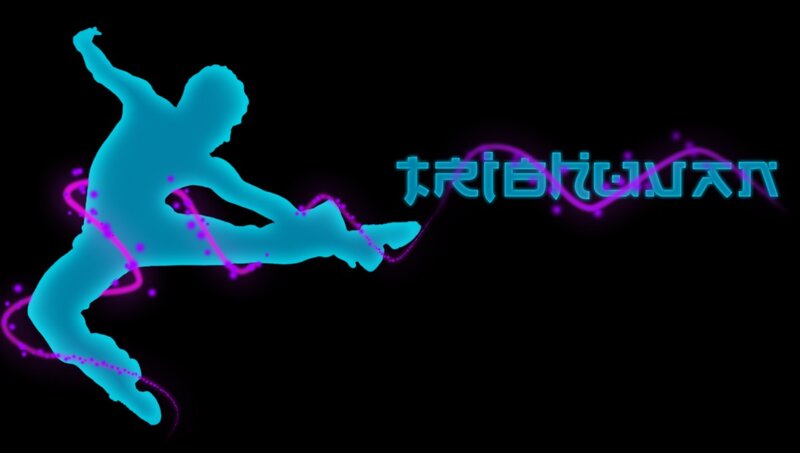 silhouette of dancer with glowing text