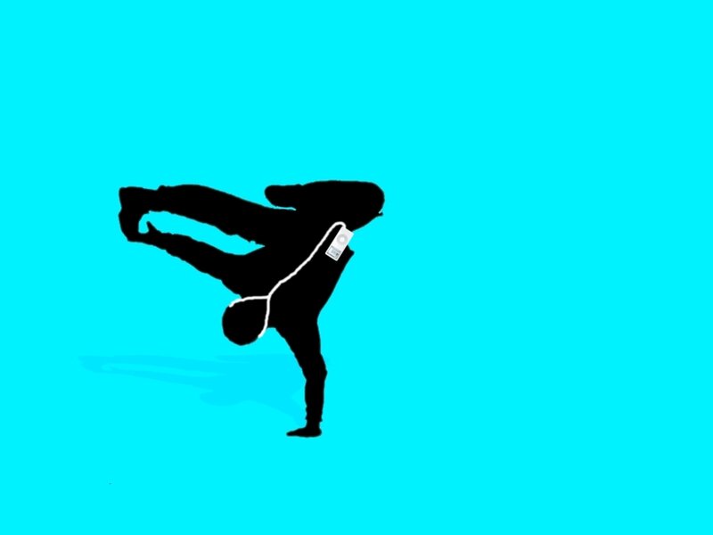 silhouette of dancer with ipod