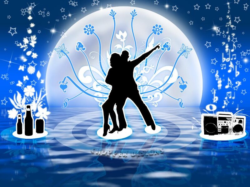 Silhouette of Dancing Couple — Blue, Celebratory