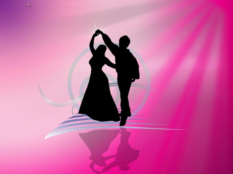 Silhouette of Dancing Couple — Pink
