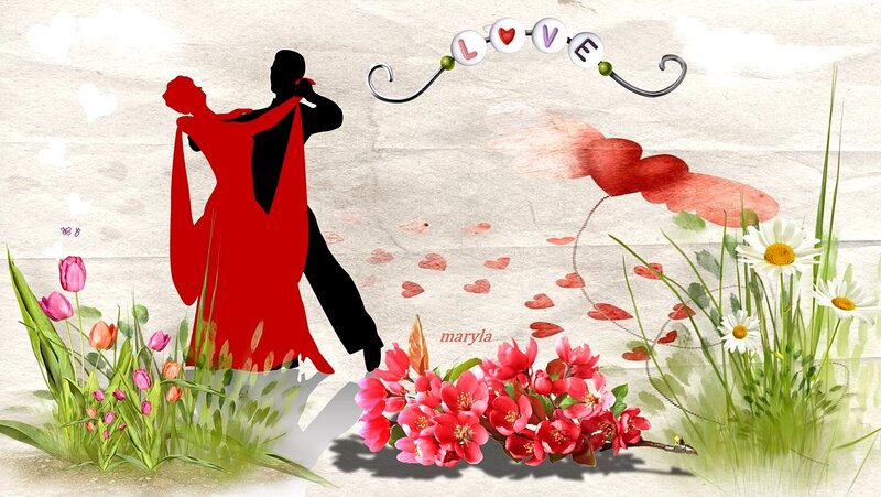 Silhouette of Dancing Couple — Red