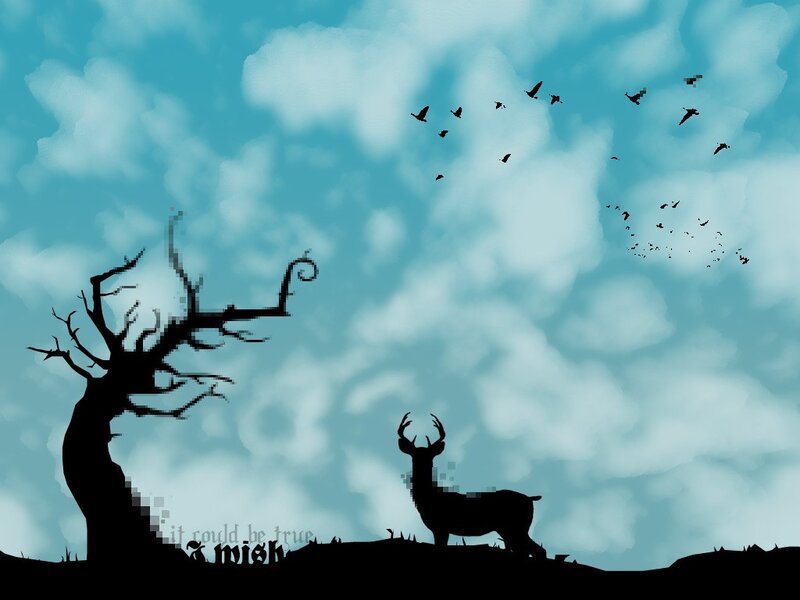 Silhouette of deer and tree