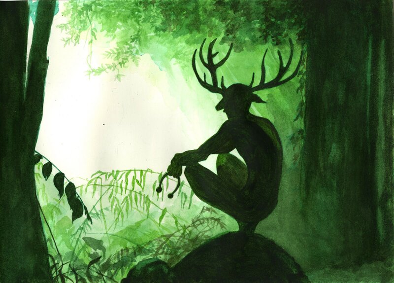 Silhouette of Deer Man