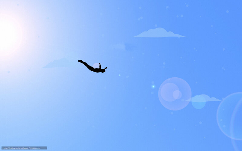 silhouette of diver in sky