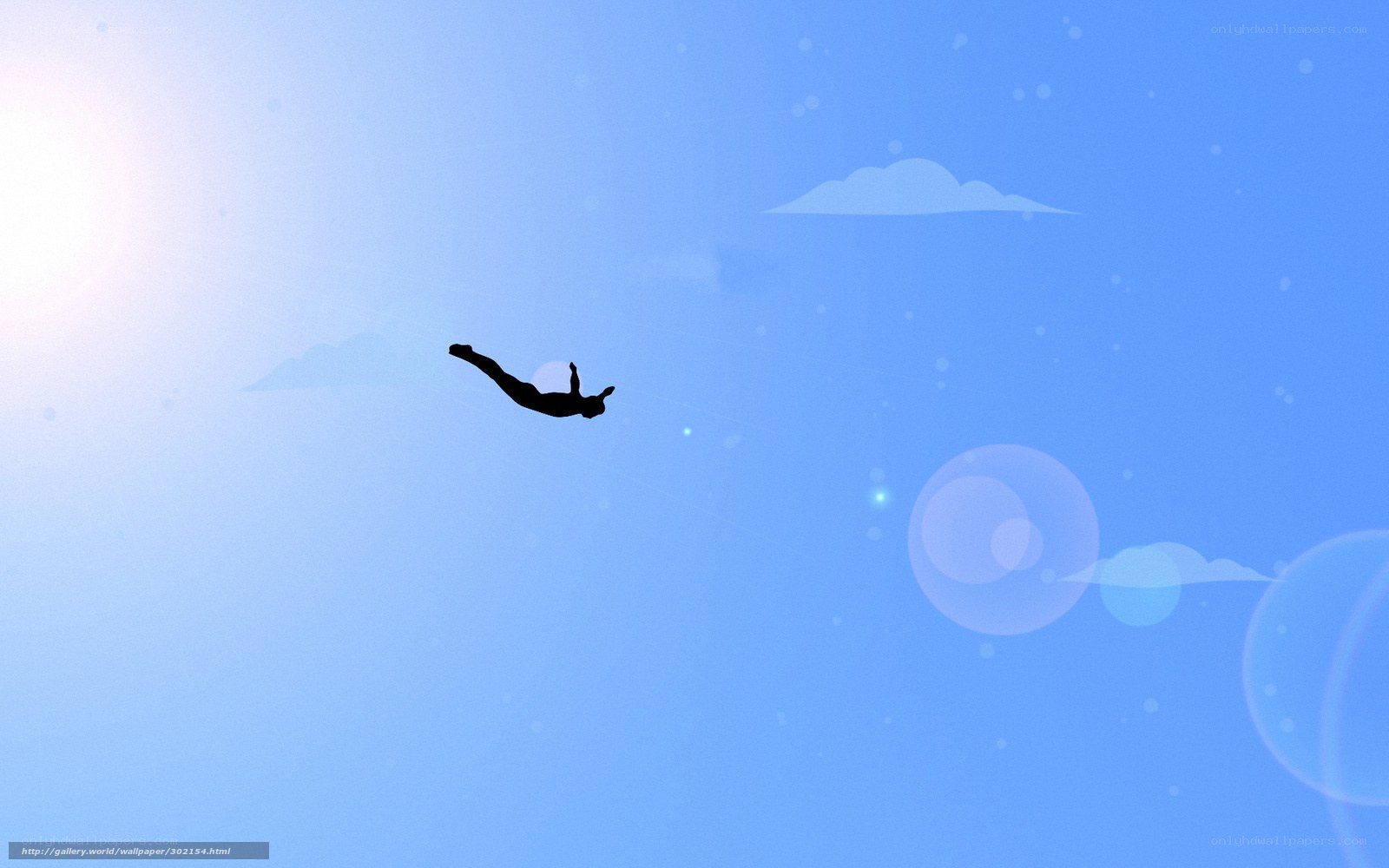 silhouette of diver in sky