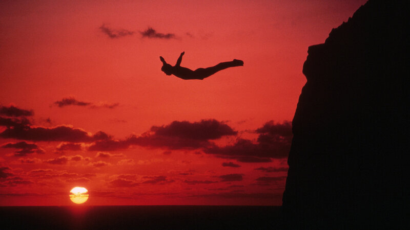 Silhouette of Diver — Red, Dramatic