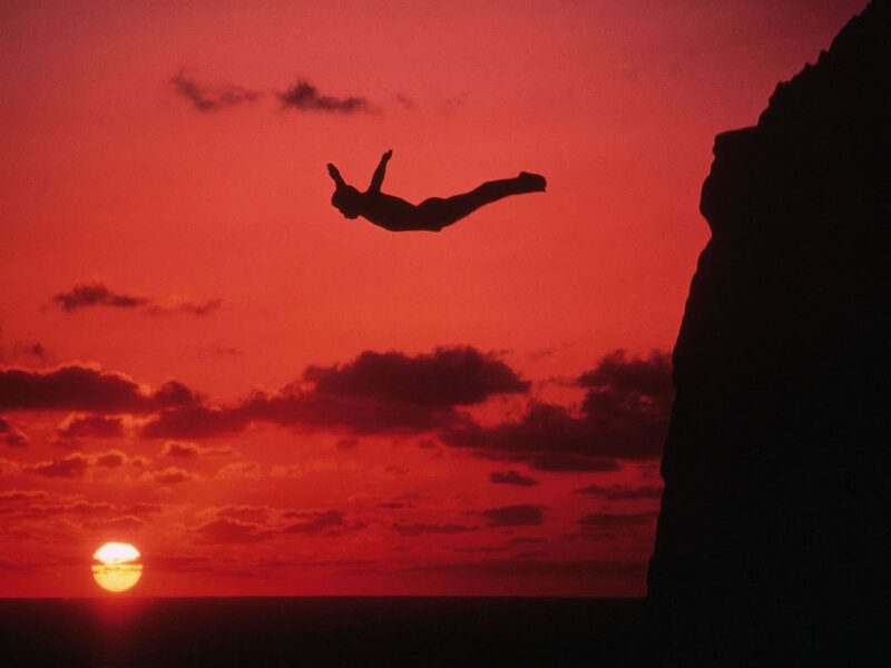 Silhouette of Diver — Red