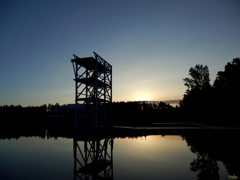 Silhouette of Diving Tower