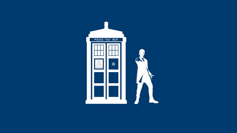 Silhouette of Doctor and Police Box