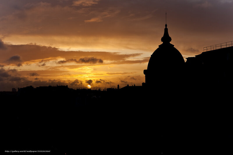 Silhouette of Dome at Sunset
