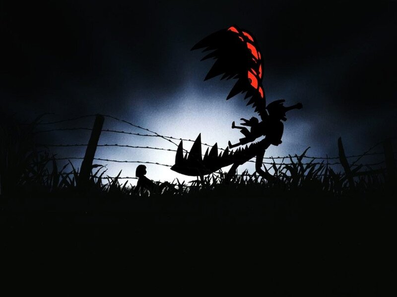 Silhouette of Dragon and Child