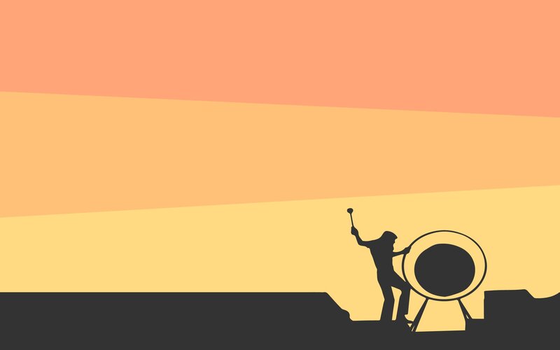 Silhouette of Drummer — Orange