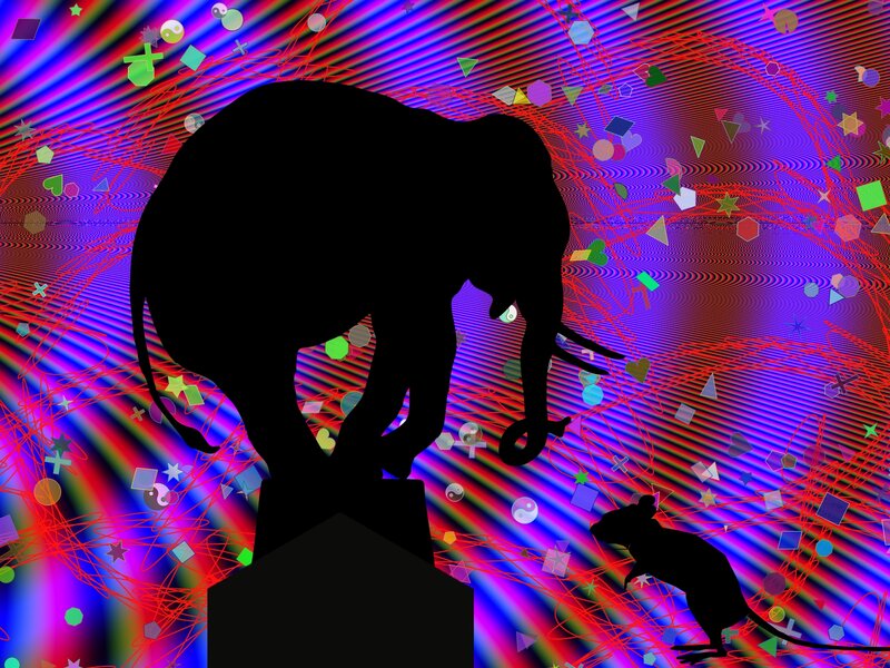 Silhouette of Elephant and Mouse