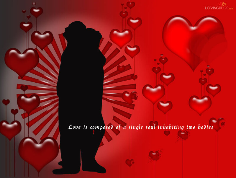Silhouette of Embracing Couple — Red