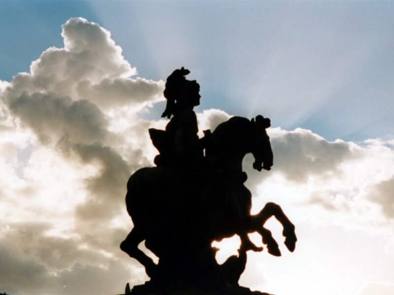 silhouette of equestrian statue