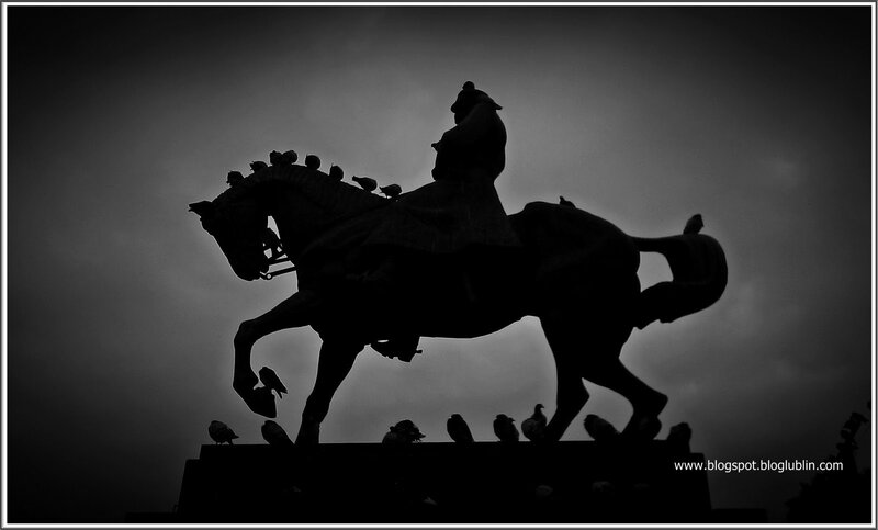 Silhouette of equestrian statue