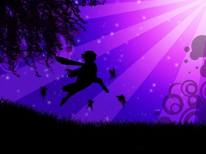 Silhouette of Fairies Flying