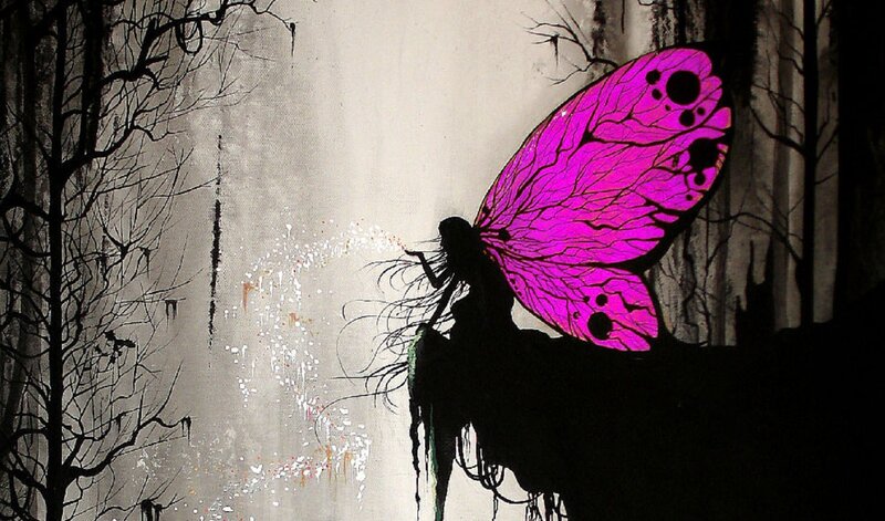 Silhouette of Fairy with Wings — Black
