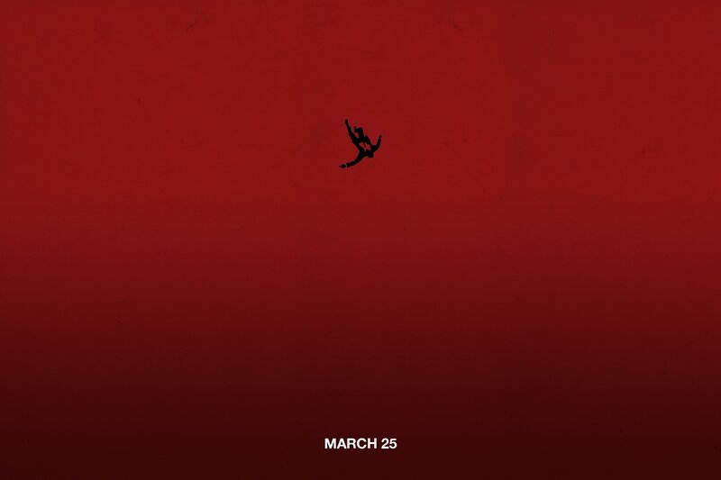 Silhouette of Falling Person — Red, Dramatic