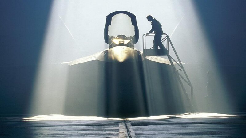 Silhouette of Fighter Jet — Black, Dramatic