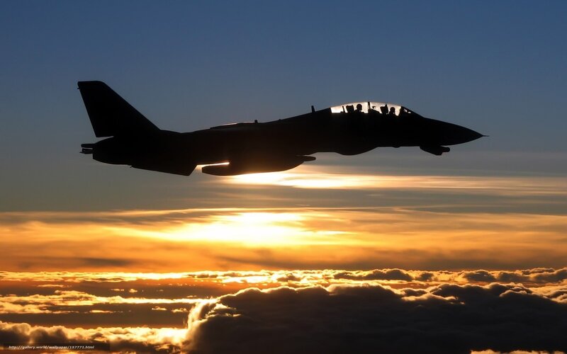 Silhouette of Fighter Jet — Blue, Dramatic