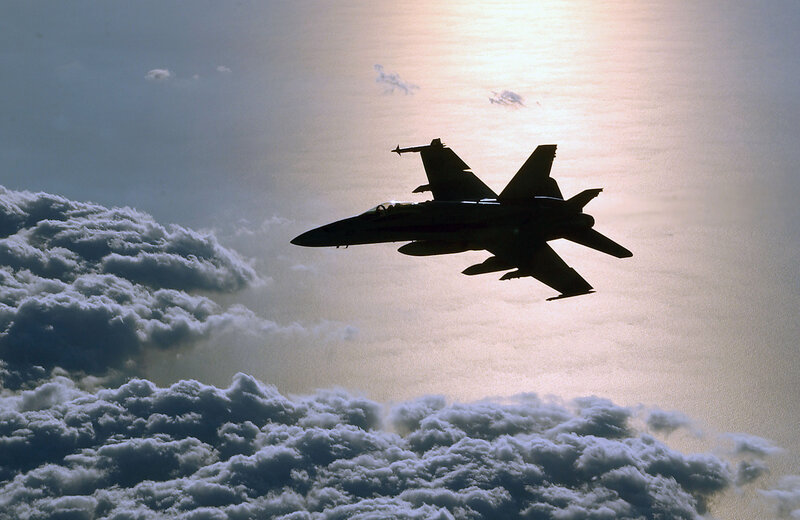Silhouette of Fighter Jet — Gray, Dramatic