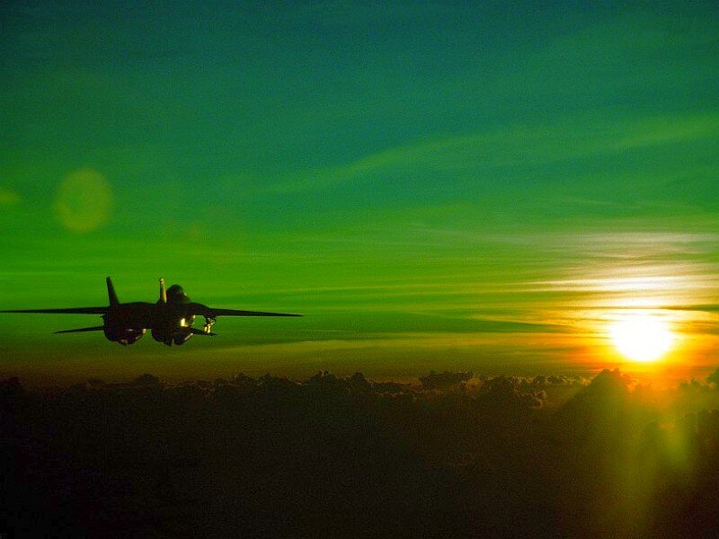 Silhouette of Fighter Jet — Green