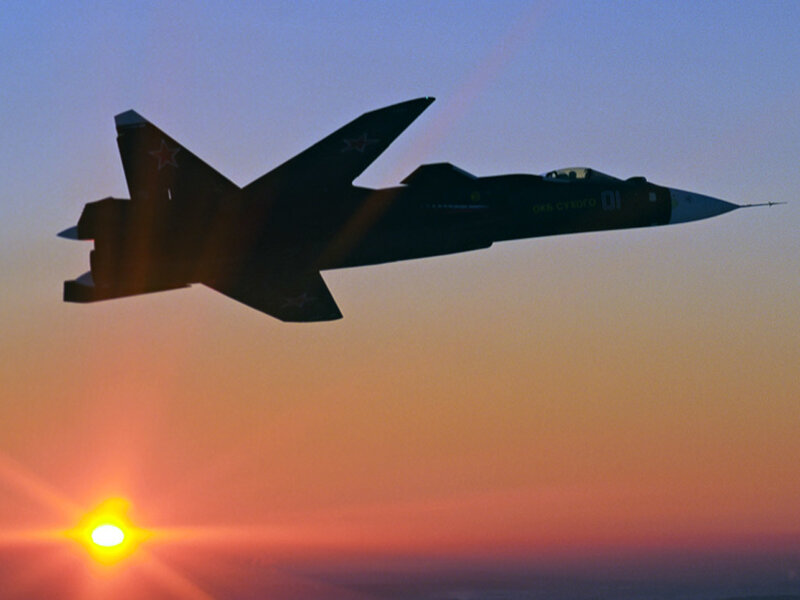 Silhouette of Fighter Jet — Orange