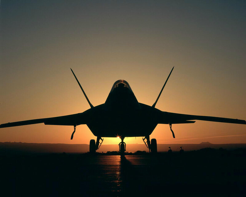 Silhouette of Fighter Jet — Runway