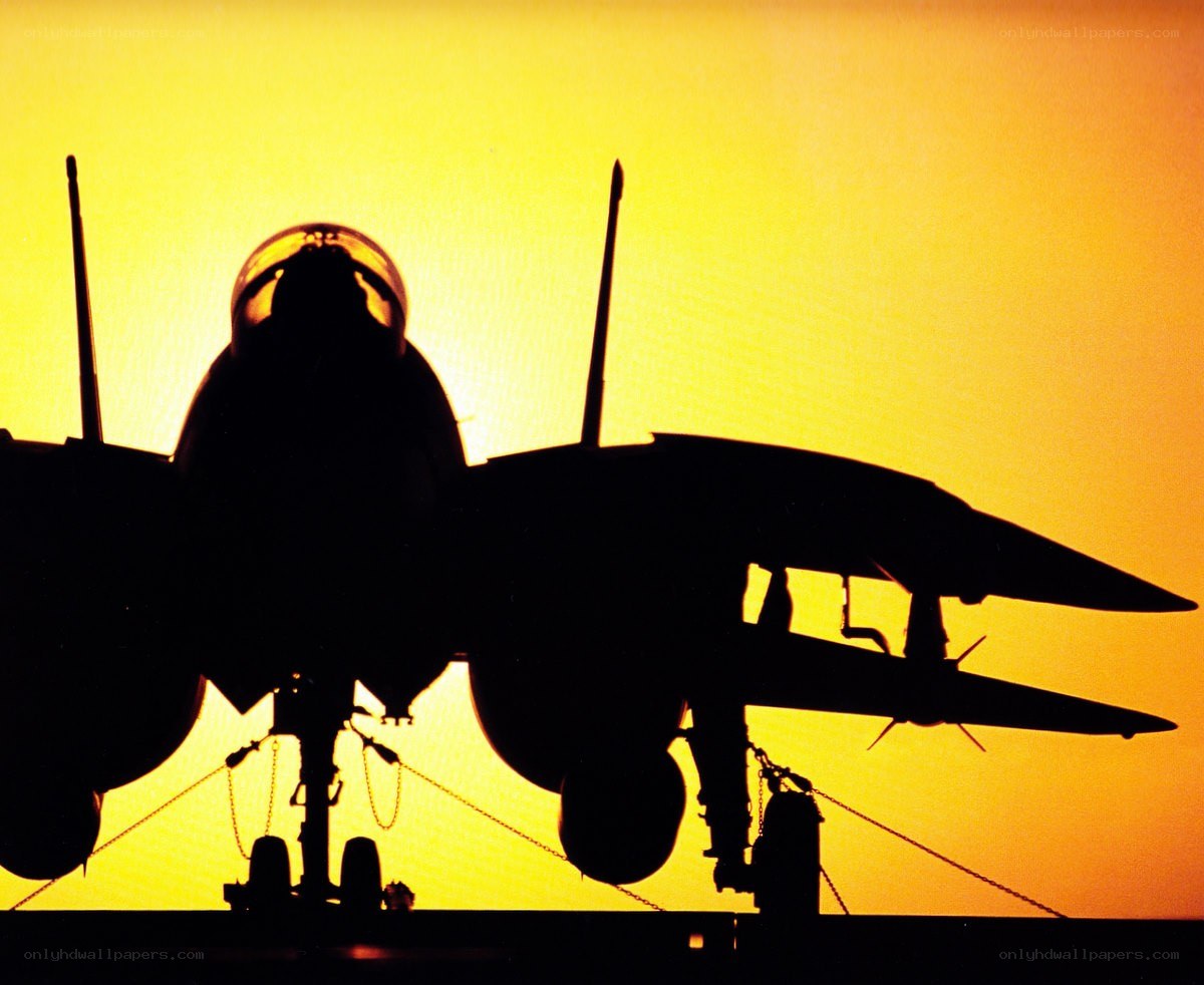 silhouette of fighter jet