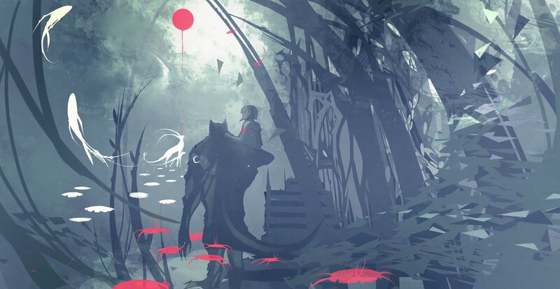 Silhouette of Figure and Creature