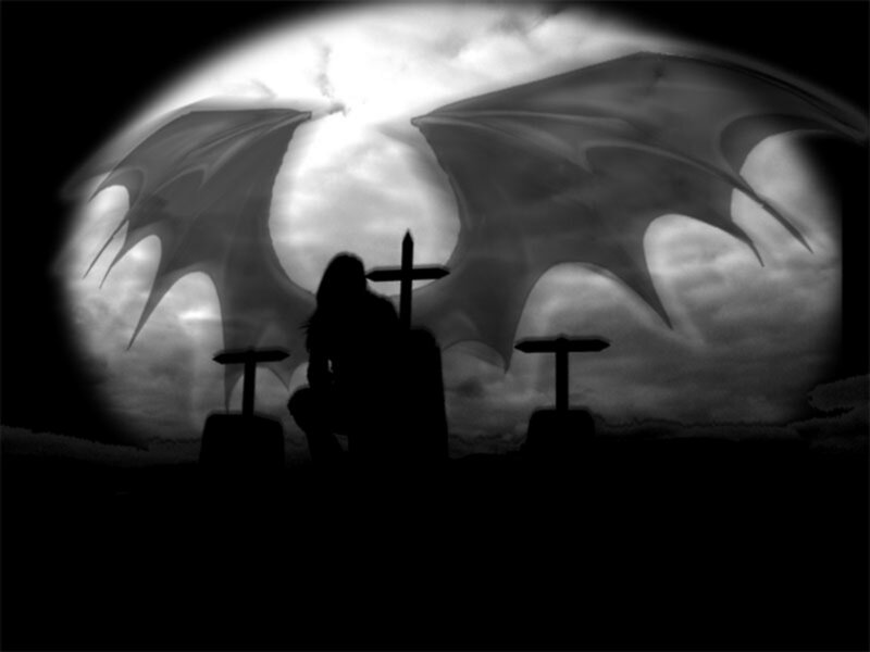 Silhouette of Figure with Wings — Black