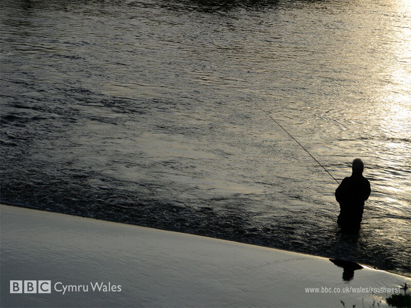 Silhouette of Fisherman — Black, Serene