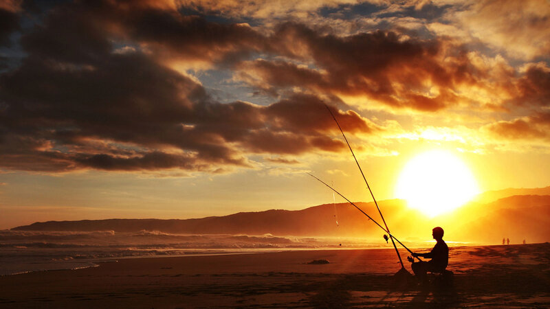 Silhouette of Fisherman — Orange, Dramatic