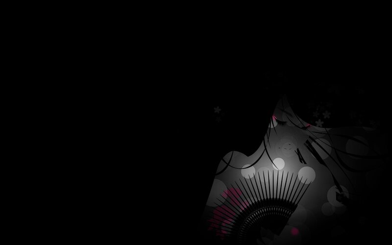 silhouette of geisha with fan