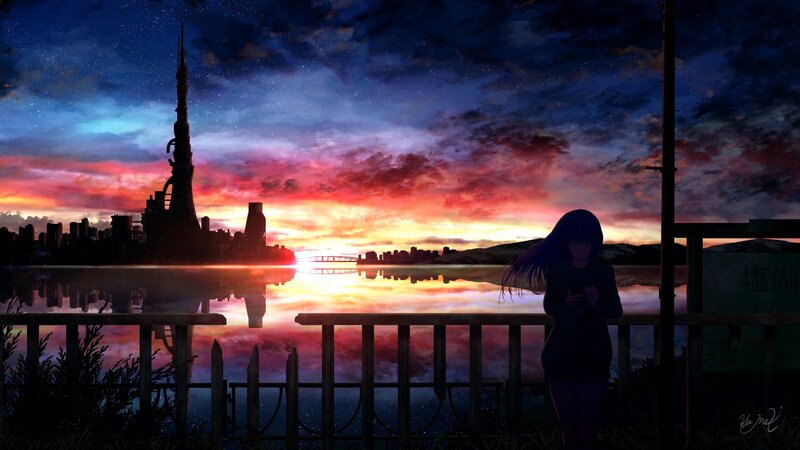 Silhouette of Girl at Railing