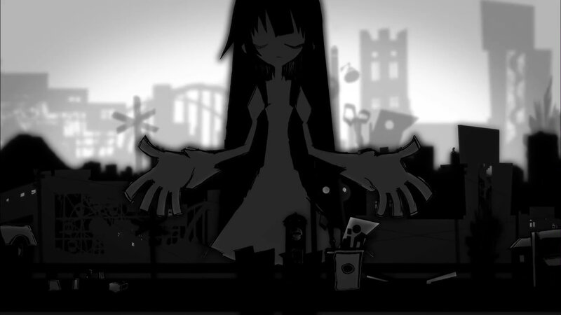 silhouette of girl in city