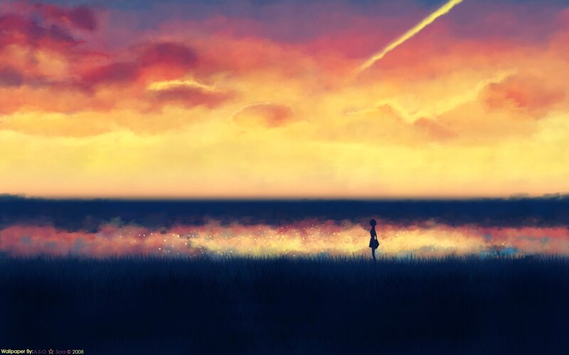 Silhouette of Girl in Field — Yellow