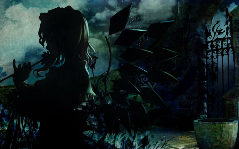 silhouette of girl in garden
