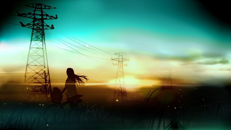 Silhouette of Girl on Bike