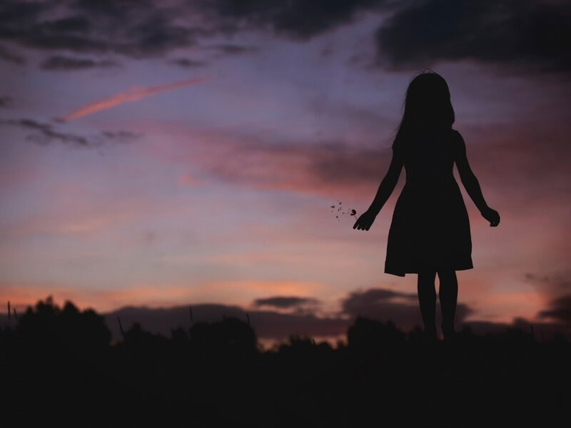 Silhouette of Girl — Purple, Serene