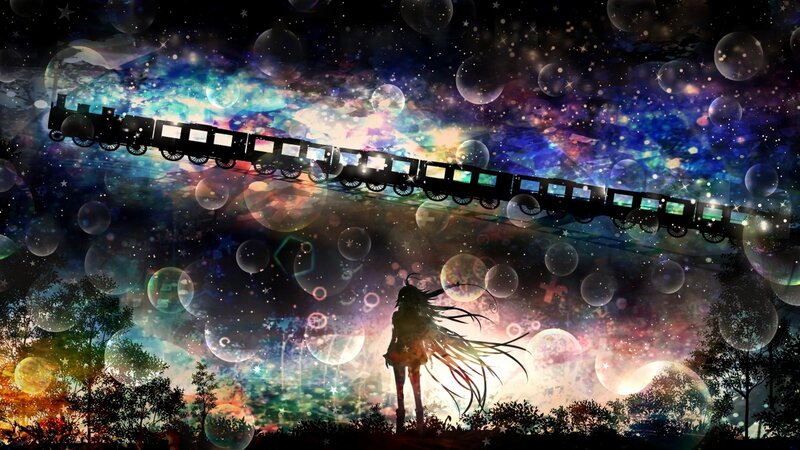 Silhouette of Girl Watching Train