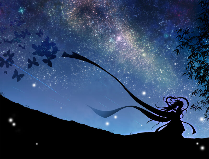 Silhouette of Girl with Long Hair