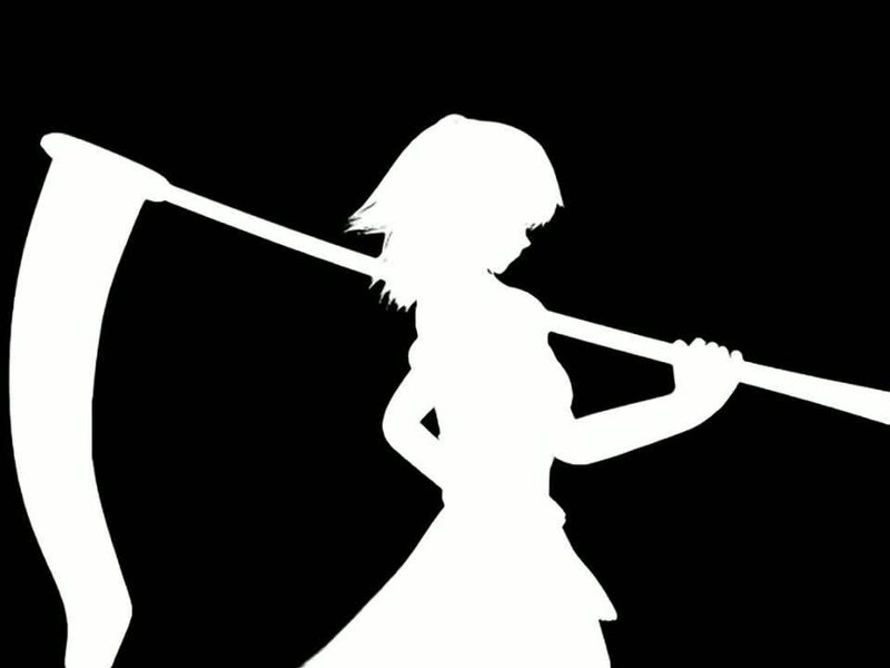 Silhouette of Girl with Scythe
