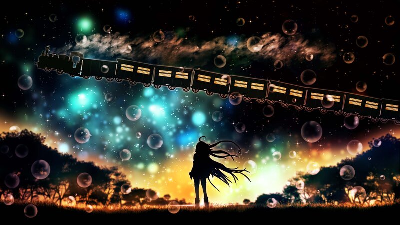 Silhouette of Girl with Train