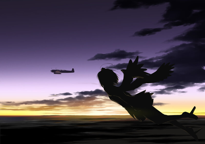 Silhouette of Girl with Wings — Purple