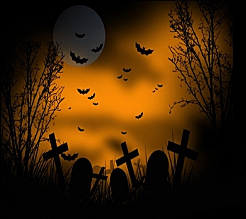 Silhouette of Graveyard — Black, Spooky